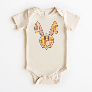 Retro Smiley Bunny Baby Onesie - Natural Easter Bodysuit