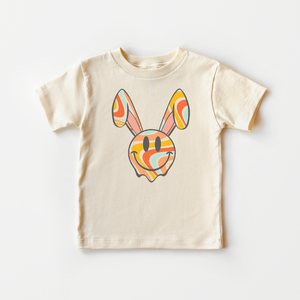 Retro Smiley Bunny Toddler Shirt - Natural Easter Kids Tee