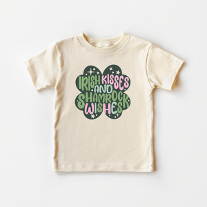 Irish Kisses Shamrock Wishes Toddler Shirt - Retro St Patrick's Day Girls Tee