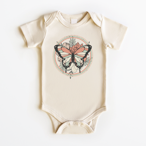 Boho Butterfly Baby Onesie - Girls Vintage Natural Bodysuit
