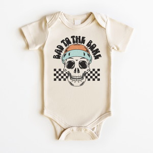 Bad To The Bone Baby Onesie - Retro Skull Bodysuit