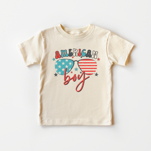 American Boy Toddler Shirt - Retro Patriotic Kids Tee