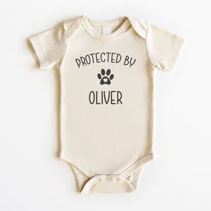 Protected By Dog Baby Onesie - Cute Personalized Bodysuit