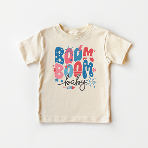 Retro Boom Boom Baby Toddler Shirt - 4th of July Fireworks Kids Tee