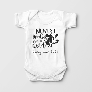 Announcement Onesie - Newest Member To The Herd- Personalized Baby Onesie