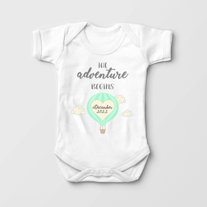 The Adventure Begins Baby Onesie - Personalized Announcement Bodysuit