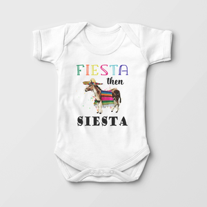 Fiesta Then Siesta Baby Onesie - Cute Mexican Donkey Bodysuit