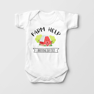 Farm Help Announcement Baby Onesie - Cute Pregnancy Reveal Bodysuit