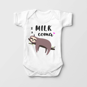 Milk Coma Baby Onesie - Cute Sloth Bodysuit
