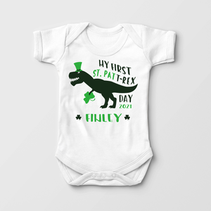 Personalized First St Patricks Day Baby Boy Onesie - Cute Dinosaur Onesie