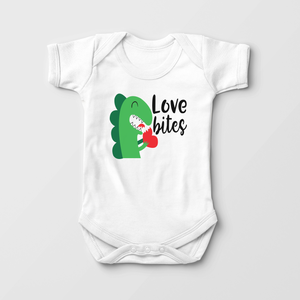 Love Bites Dinosaur Baby Onesie - Cute Valentines Dinosaur Bodysuit
