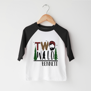 Personalized Two Wild Birthday Toddler Shirt - Buffalo Plaid Bear