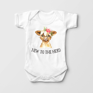 New To The Herd Baby Girl Onesie - Cute Cow Baby Onesie