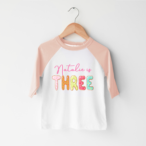 Personalized Third Birthday Kids Shirt - Cute Donut Themed Girls Birthday
