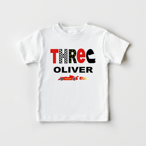Personalized 3rd Birthday Racecar Kids Shirt - Cute 3rd Birthday Racing Toddler Boy Shirt