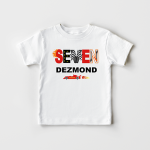 Personalized Seventh Birthday Racecar Kids Shirt - Cute 7th Birthday Boy Toddler Shirt
