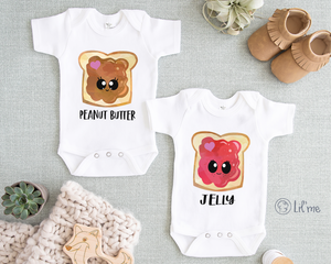 Peanut Butter And Jelly Twin Baby Onesie