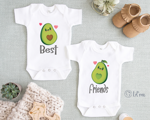 Best Friends Twin Baby Onesie - Funny Avocado Twin Bodysuit