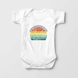 Little Camper Onesie - On Tops Of Mountains And Beneath The Stars - Adventure Baby Onesie