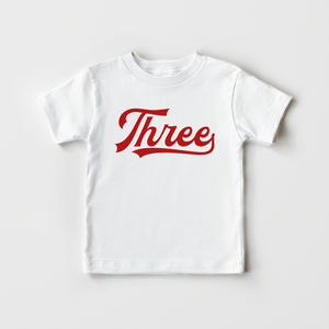 Third Birthday Boy Shirt - Baseball Red