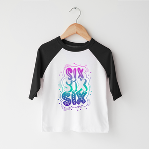 Sixth Birthday Girl Shirt - Multi-Color Six Six Six