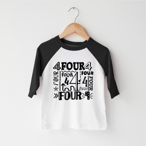 Fourth Birthday Boy Graphic Shirt - Four Four Four Birthday Shirt
