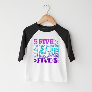 Fifth Birthday Graphic Girl Shirt - Girl Five Birthday Shirt