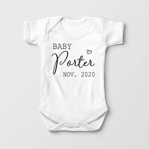 Personalized Announcement Baby Onesie - Cute