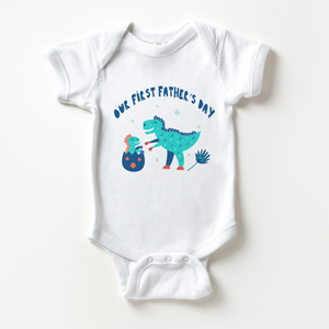 Personalized Happy Fathers Day Dinosaur Baby Onesie - Cute