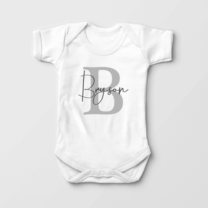 Personalized Baby Name Baby Onesie - Grey