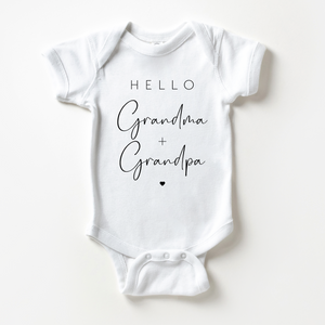 Hello Grandma And Grandpa Baby Onesie