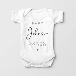 Personalized Announcement Name Baby Onesie - Pregnancy Announcement