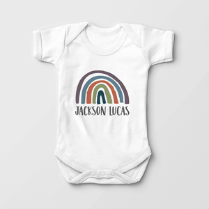 Personalized Neutral Rainbow Baby Onesie - Cute Earth Toned Bodysuit