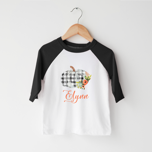 Personalized Boho Pumpkin Name Girls Toddler Shirt - Cute Fall Shirt