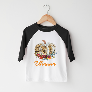 Personalized Pumpkin Name Kids Shirt - Cheetah Print