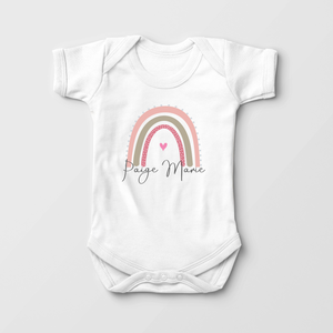Personalized Name Rainbow Baby Girl Onesie - Pink And Green Rainbow