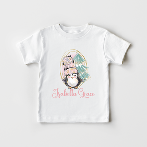 Personalized Penguin Name Girls Toddler Shirt - Cute Winter Kids Shirt