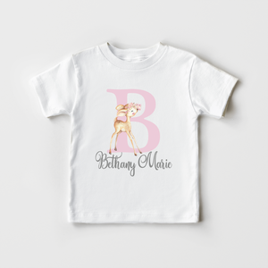 Personalized Deer Name Girls Toddler Shirt - Cute Animal Kids Shirt