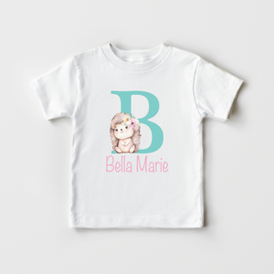 Personalized Hedgehog Name Girls Toddler Shirt - Cute Animal Kids Shirt