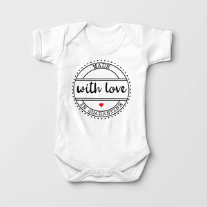 Made With Love In Quarantine Baby Onesies - Cute Covid Announcement Baby Onesie