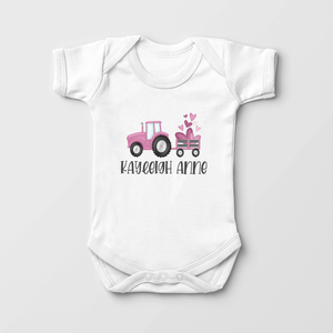 Personalized Train Baby Girl Onesie - Cute Valentines Day