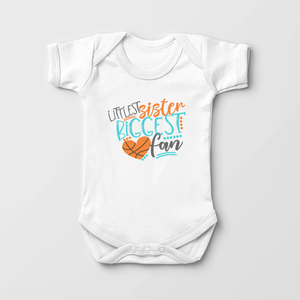Littlest Sister Biggest Fan Baby Onesie - Basketball Sibling Baby Onesie