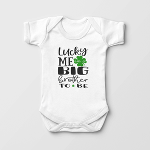 Lucky Big Brother Baby Boy Onesie - St Patricks Day Announcement Bodysuit