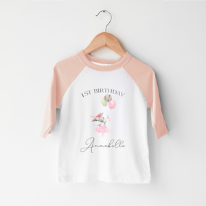 Personalized First Birthday Girl Shirt - Cute Ballerina Tee