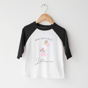 Personalized Second Birthday Girl Toddler Shirt - Cute Ballerina Bunny