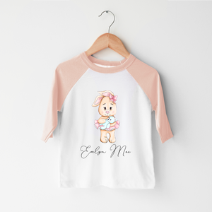 Personalized Bunny Girls Toddler Shirt - Custom Easter Kids Shirt