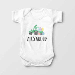 Personalized Easter Tractor Baby Boy Onesie - Cute
