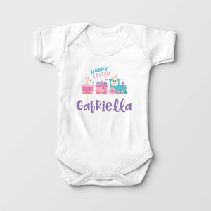 Personalized Easter Train Baby Girl Onesie - Cute