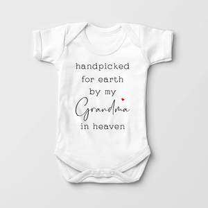 Handpicked For Earth By My Grandma In Heaven Baby Onesie - Cute Memorial Onesie