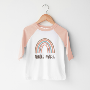 Personalized Pink Rainbow Girls Kids Shirt - Cute Custom Name Toddler Girl Shirt